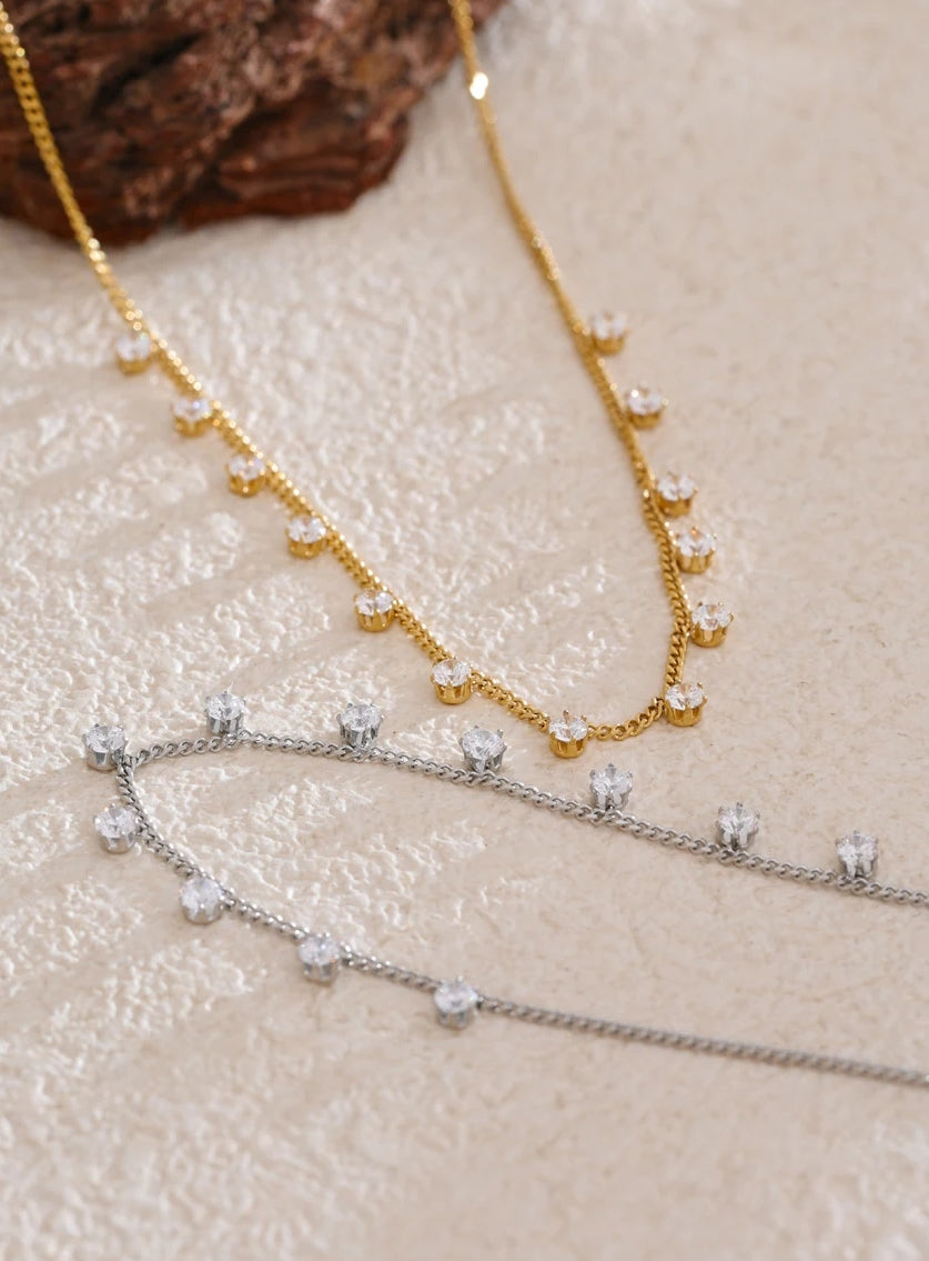 Shiny Cubic Zirconia Chain Necklace