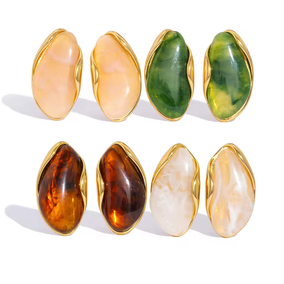 Resin Geometric Stud Earrings