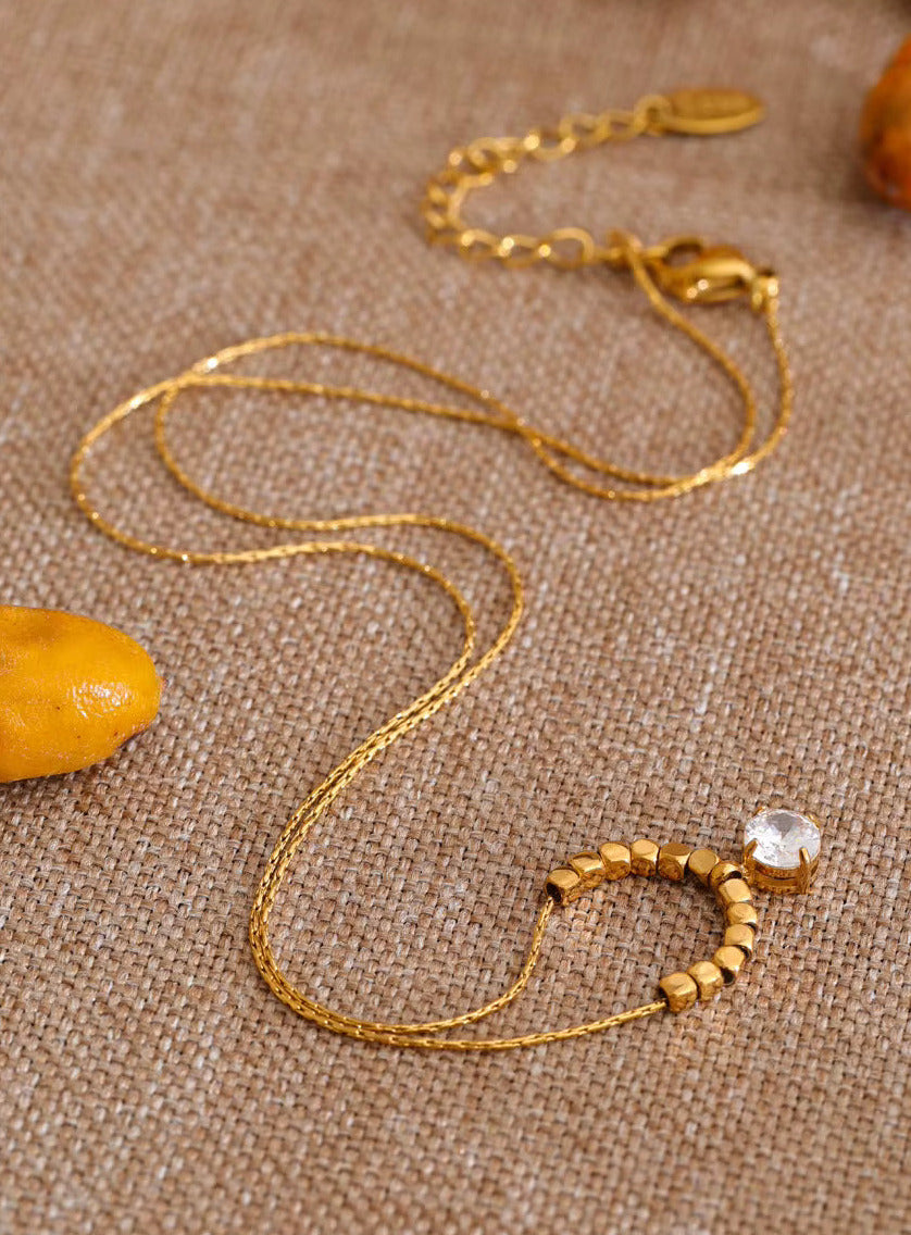 Cubic Zirconia Square Beads Pendant Necklace