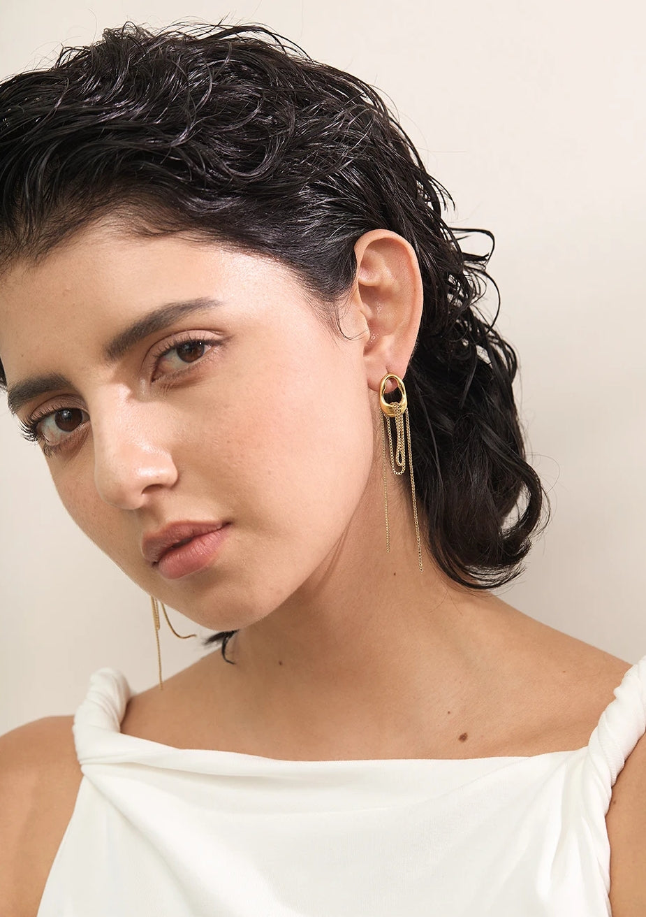 Modern Layered Tassel Chain Dangle Earrings
