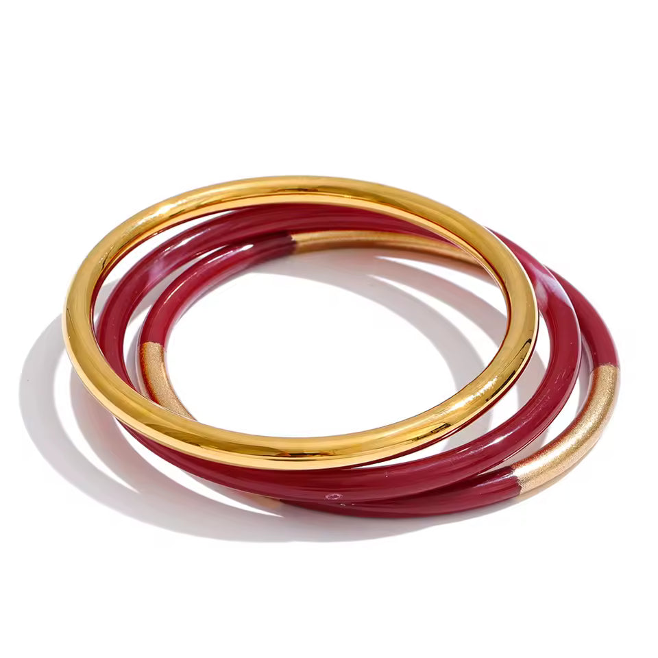 Triple Circle Resin Overlay Minimalist Bangle