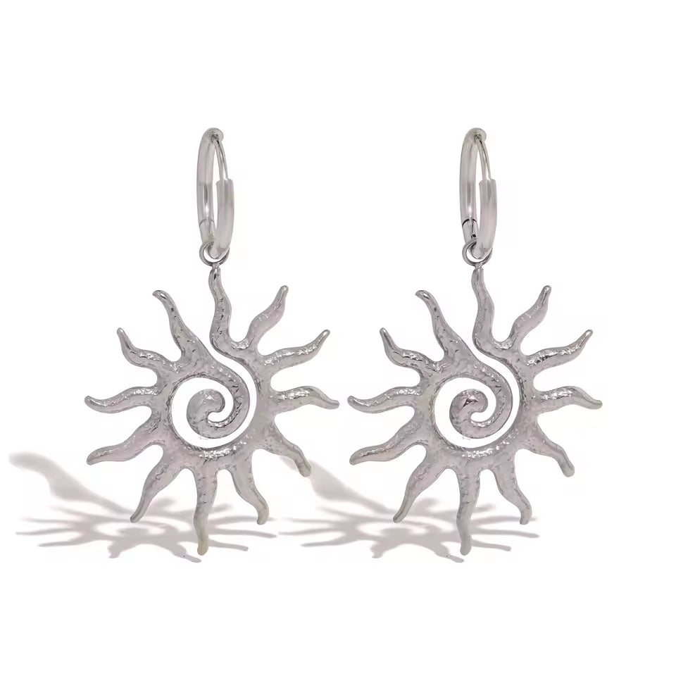 Vintage Sun Geometric Drop Earrings