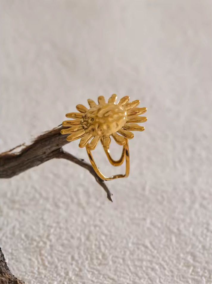 Adjustable Sun Flower Open Ring