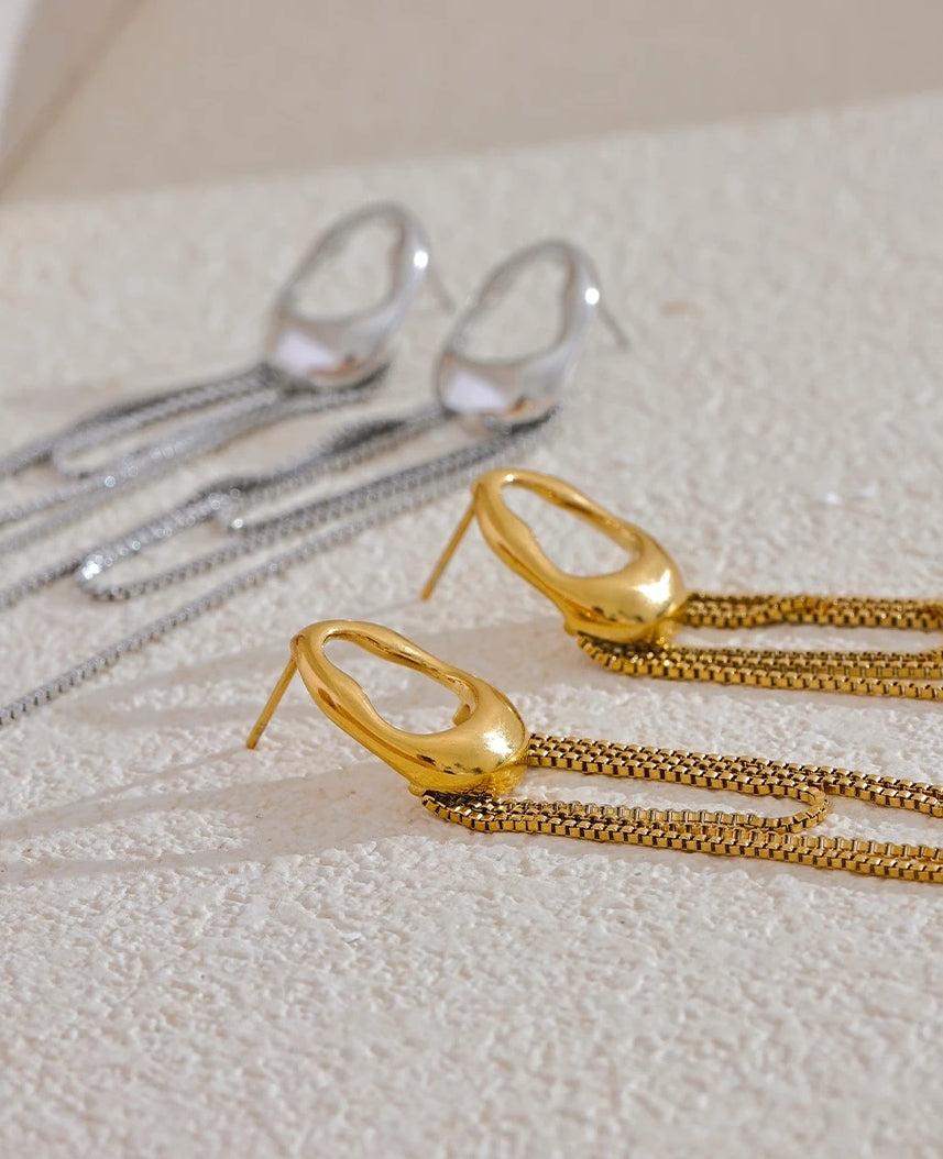 Modern Layered Tassel Chain Dangle Earrings