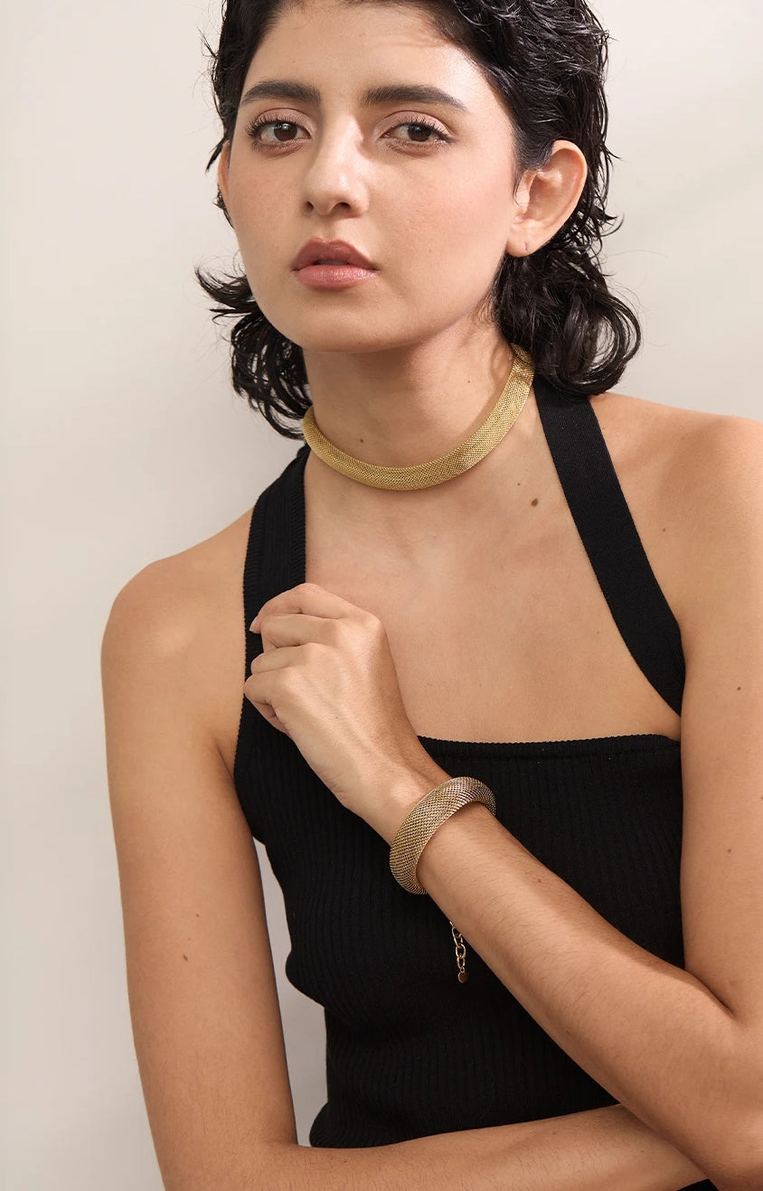 Mesh Collar Jewelry Set (Necklace & Bracelet)