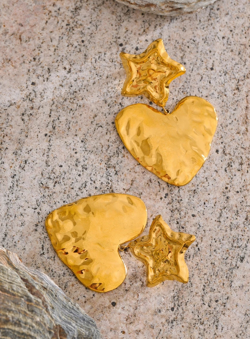 Star Heart Drop Earrings