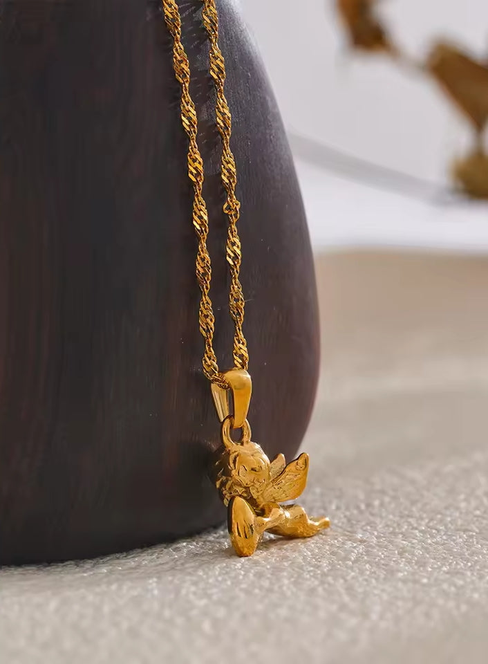 Gold Angel Pendant Necklace