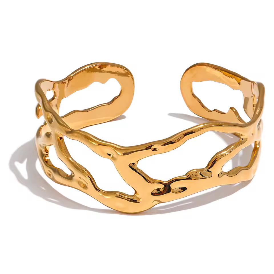 Geometric Hollow Wide Cuff Bracelet