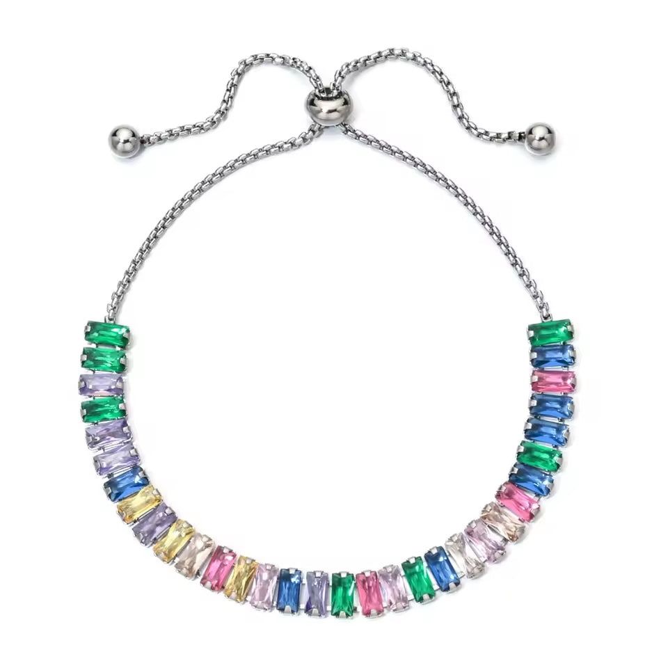 Sparkling Zirconia Adjustable Chain Bracelet