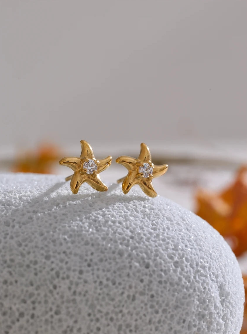 Zircon Starfish Stud Earrings
