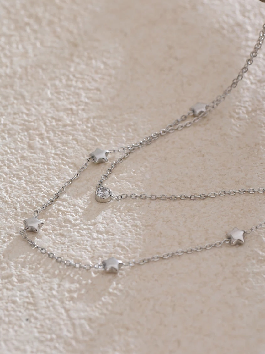 Stars & Zircon Multi Layer Chain Necklace