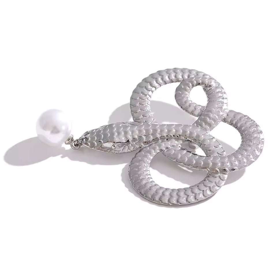 Snake With Pearl Brooch
