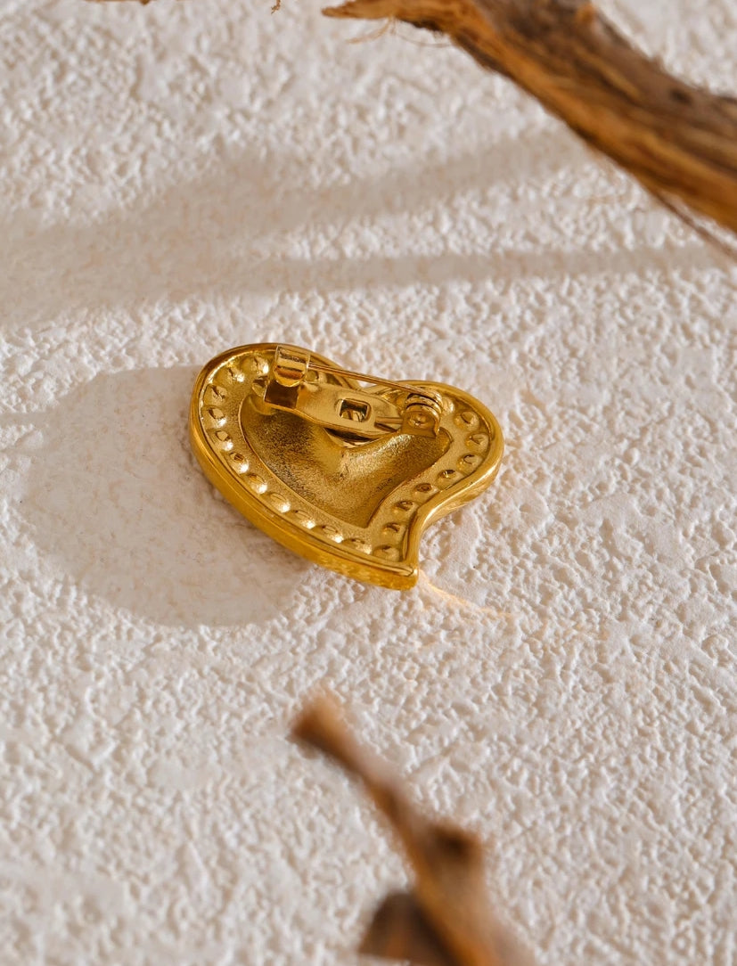 Asymmetric Zircon Heart Brooch