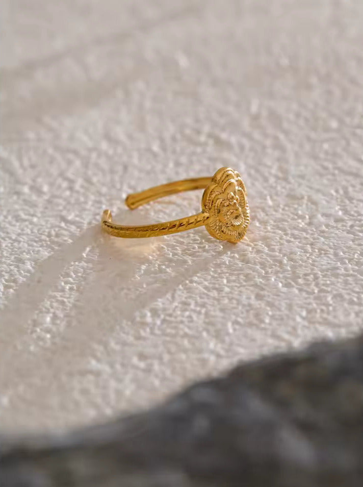 Metal Flower Adjustable Open Ring