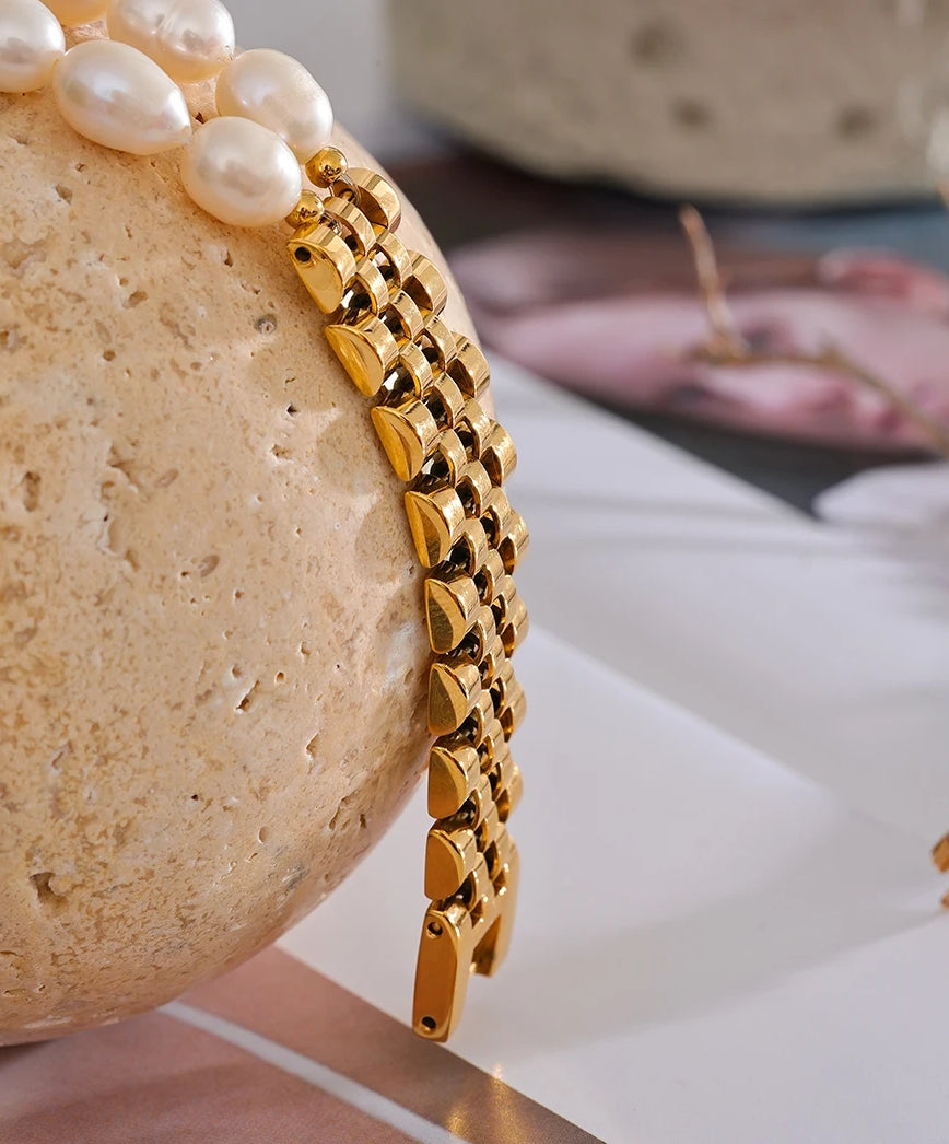 Natural Pearl Cuban Chain Bracelet