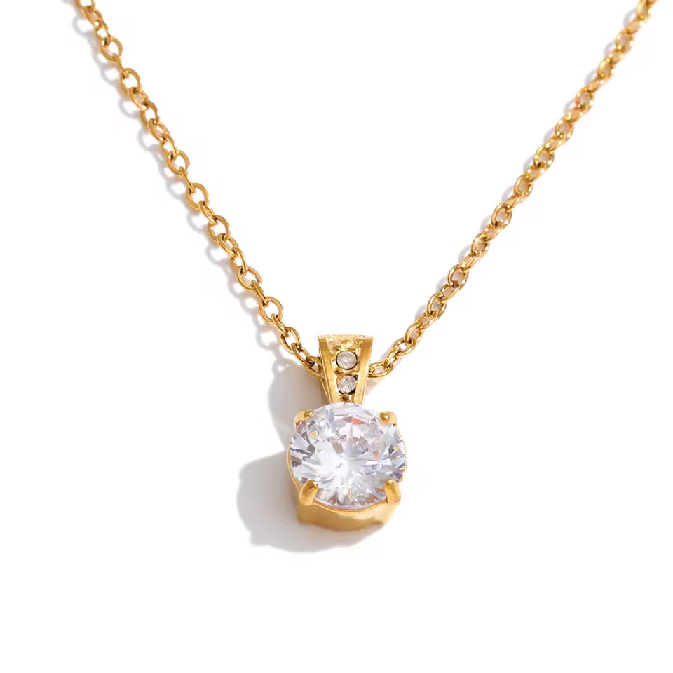 Square Cubic Zirconia Pendant Necklace