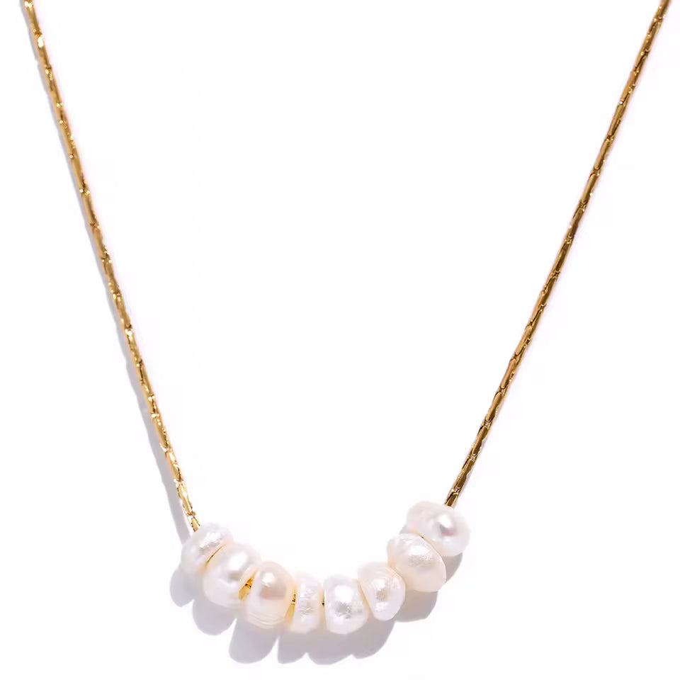Gold Minimalist Pearl Necklace