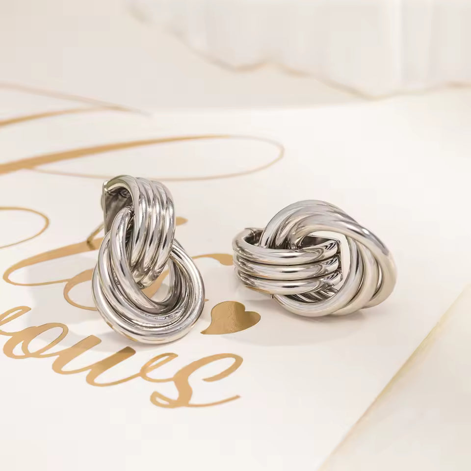 Geometric Round Long Knot Drop Earring