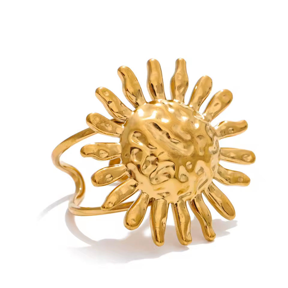 Adjustable Sun Flower Open Ring