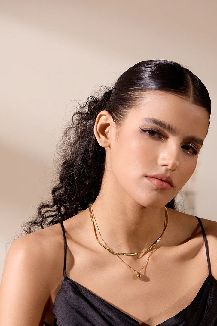 Snake Chain Water Drop Multi Layered Necklace