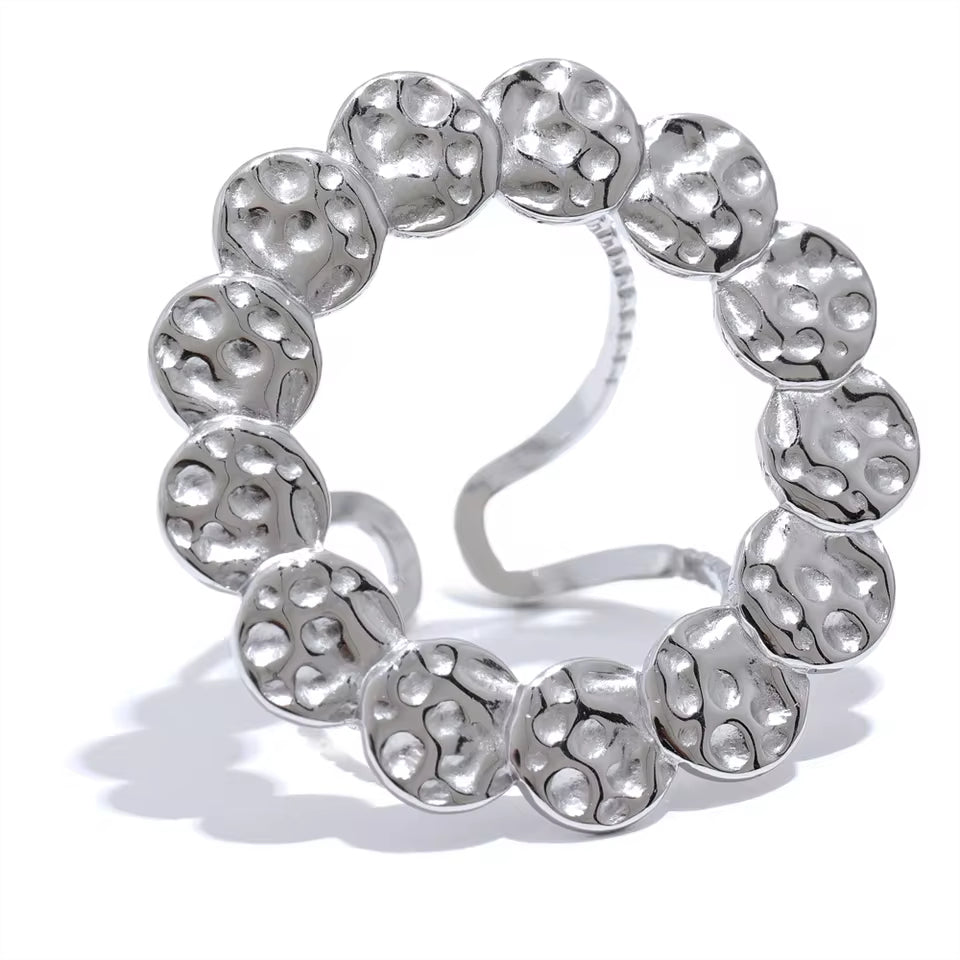 Round Hollow Big Adjustable Open Ring