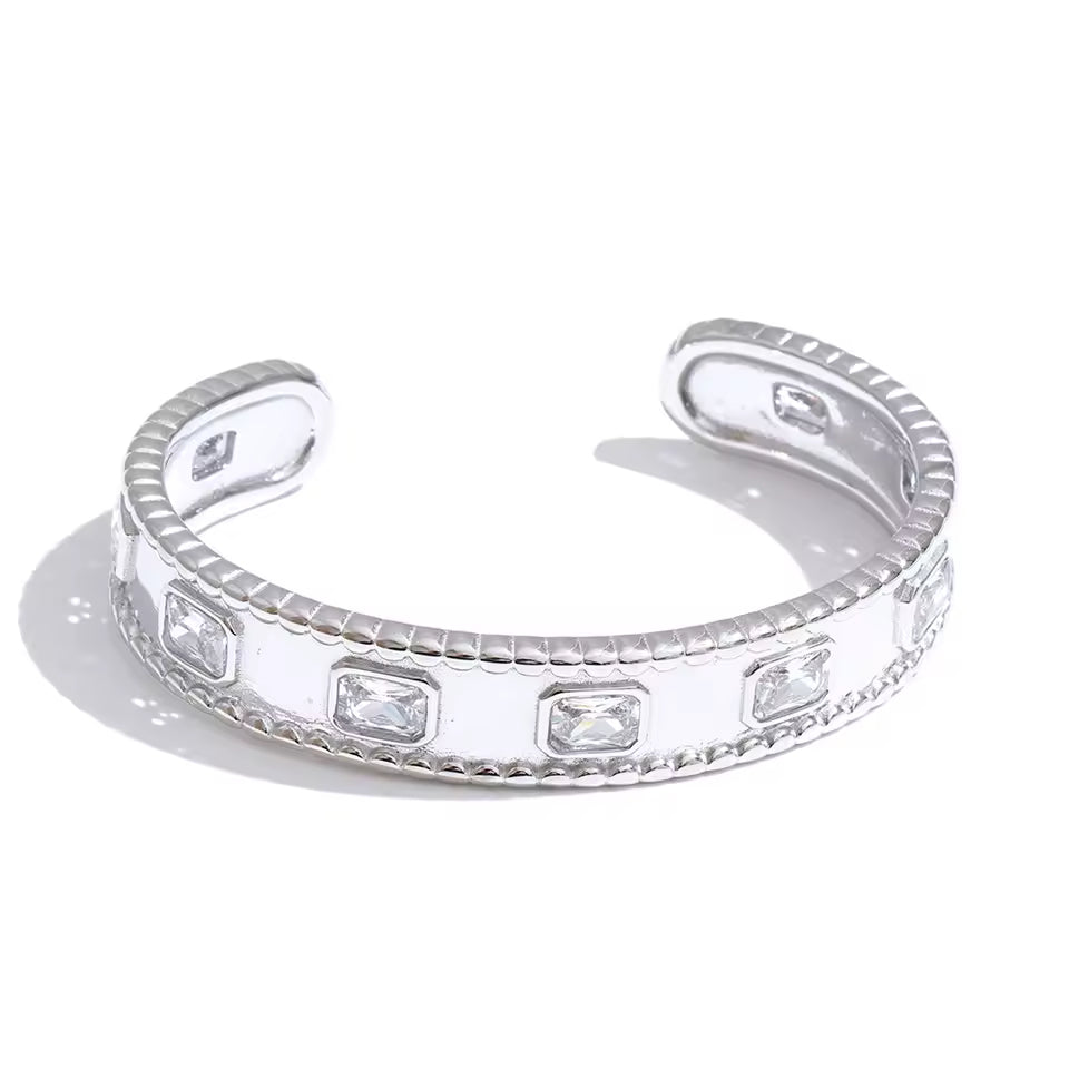 Square Zirconia Cuff Bracelet