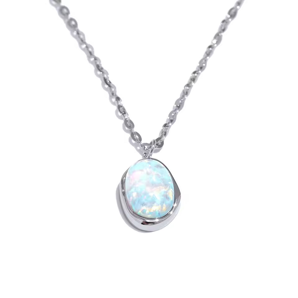 Minimalist Gold Opal Pendant Necklace