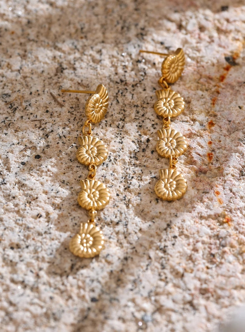 Linked Multiple Conch Dangle Earrings