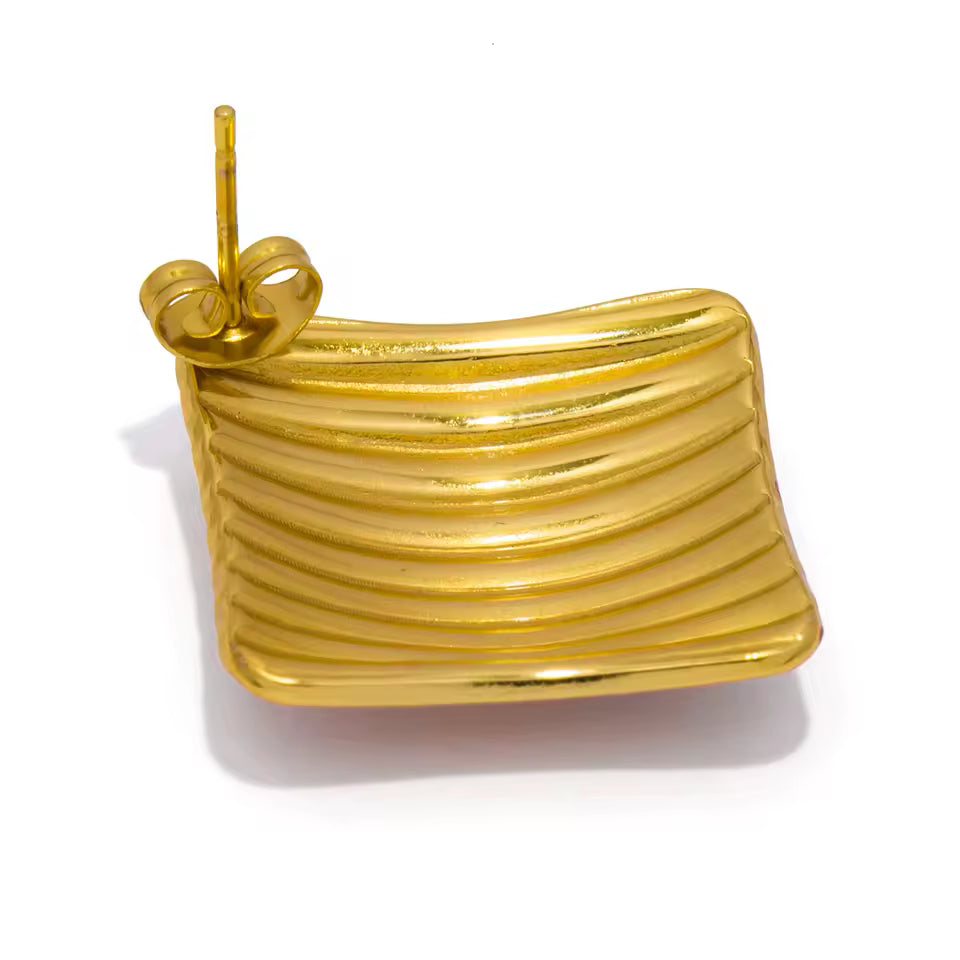 Striped Square Geometric Stud Earrings