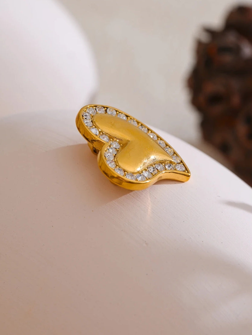 Asymmetric Zircon Heart Brooch