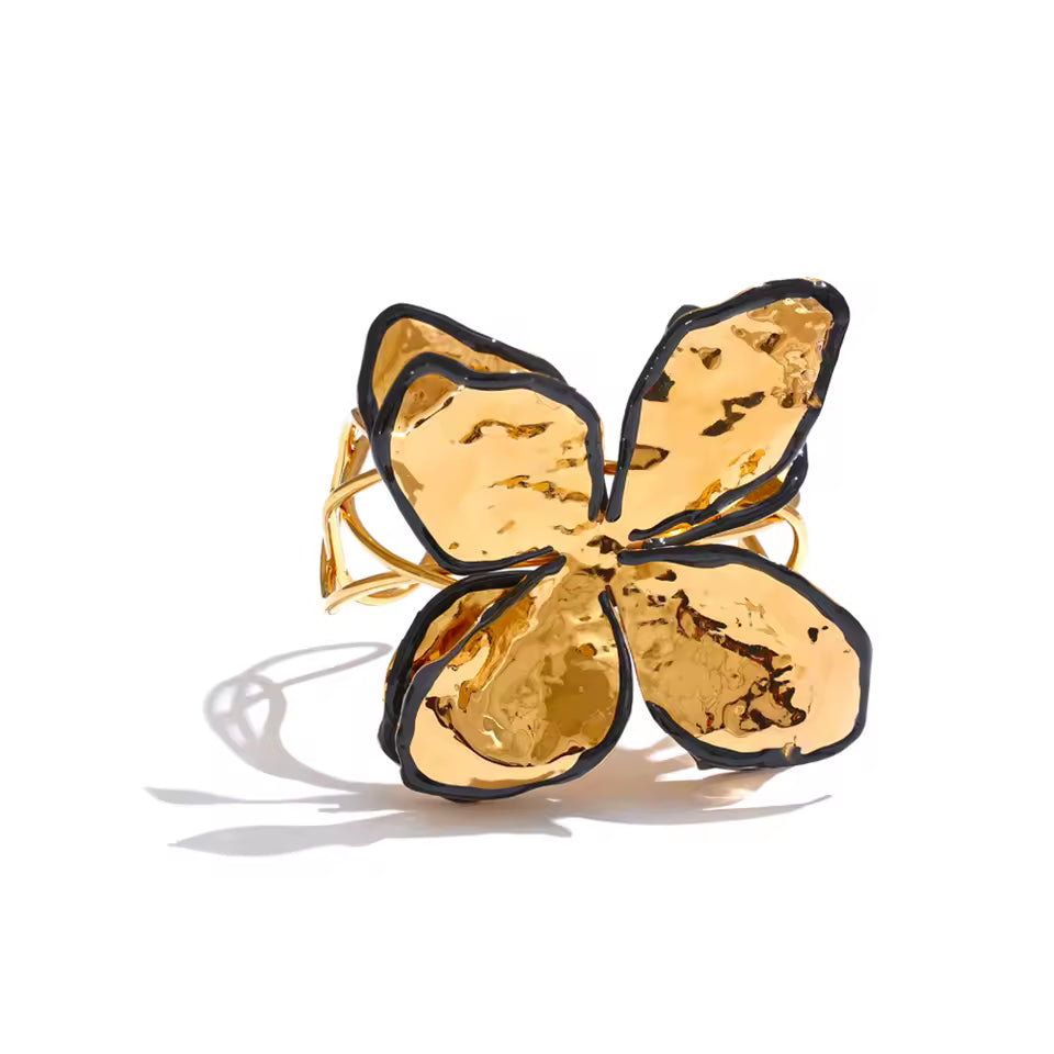 Gold Large Flower Bangle