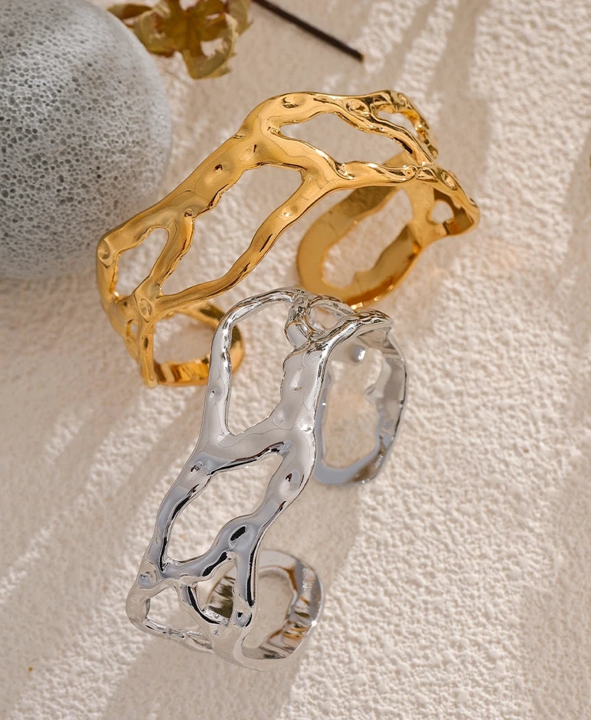 Geometric Hollow Wide Cuff Bracelet