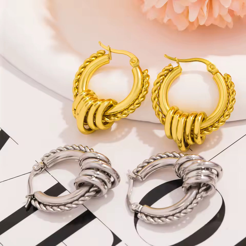 Multilayer Twist Hoop Earrings
