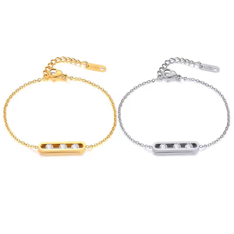 Triple CZ Chain Bracelet