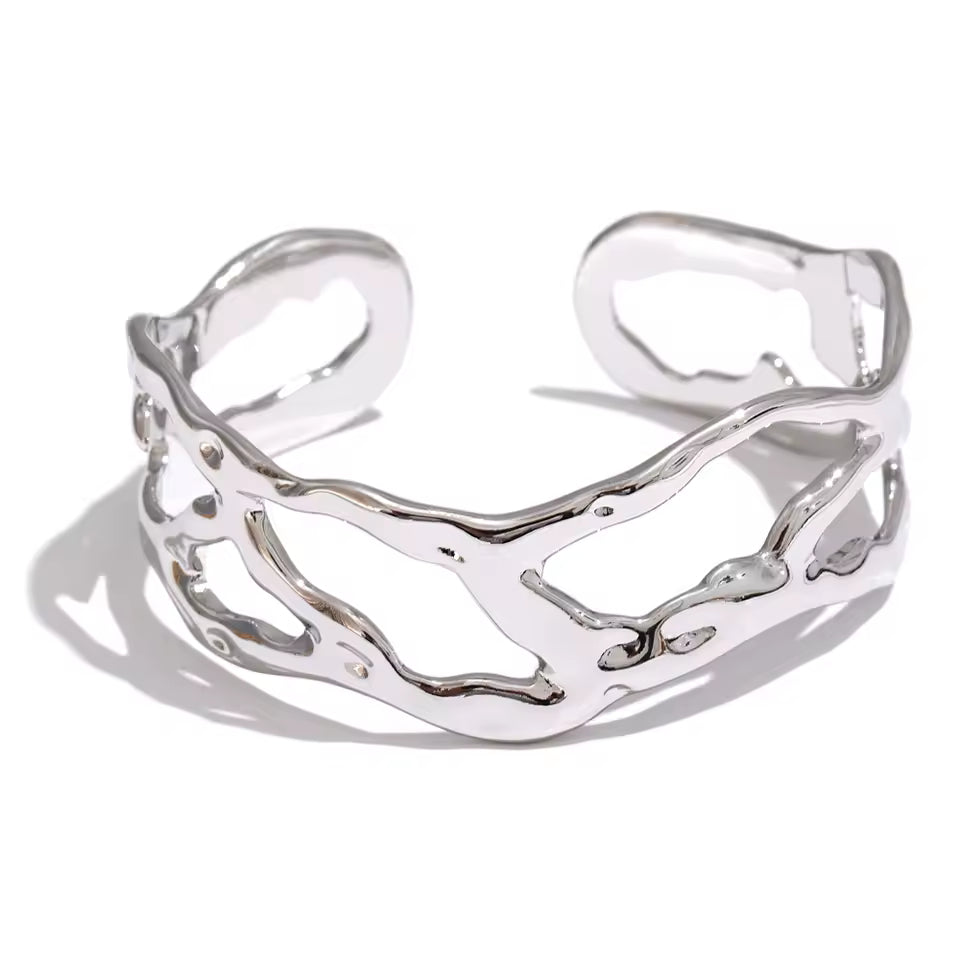 Geometric Hollow Wide Cuff Bracelet