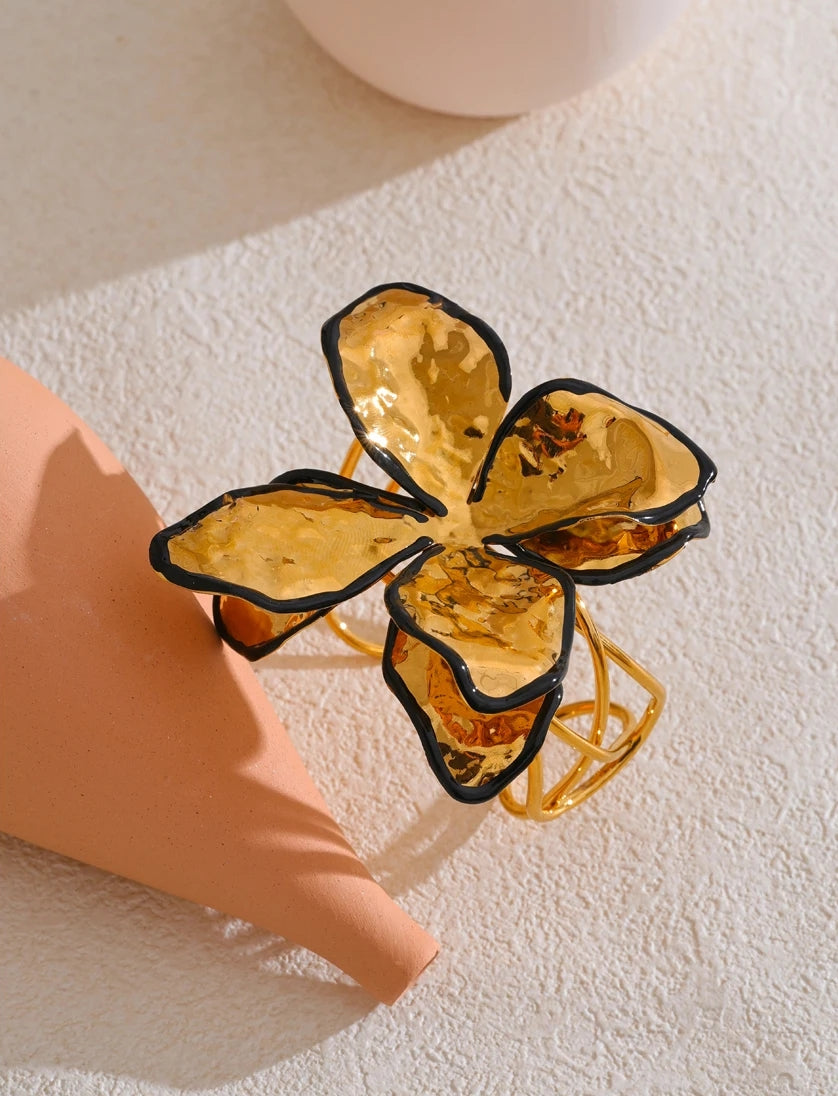 Gold Large Flower Bangle