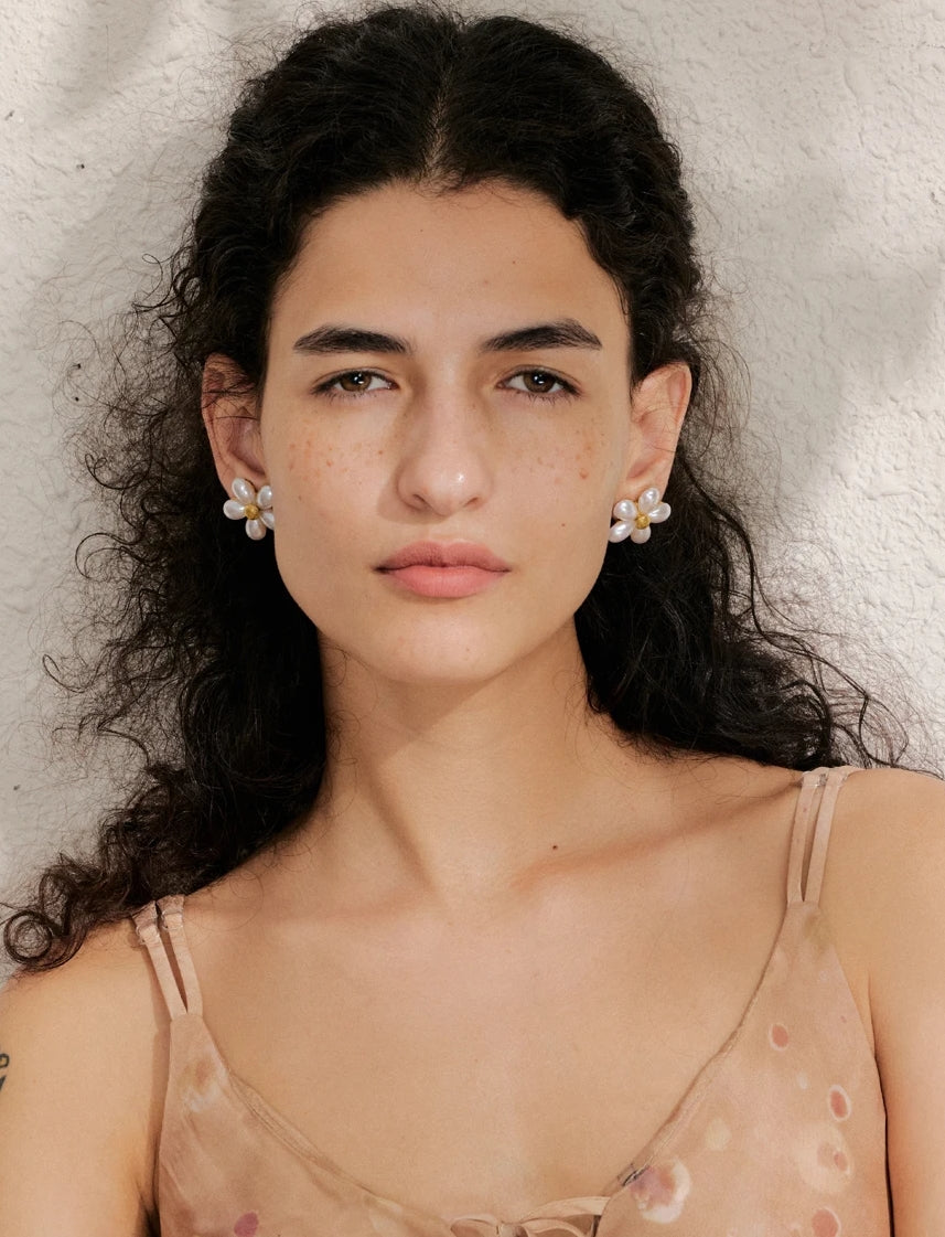 Pearl Flower Stud Earrings