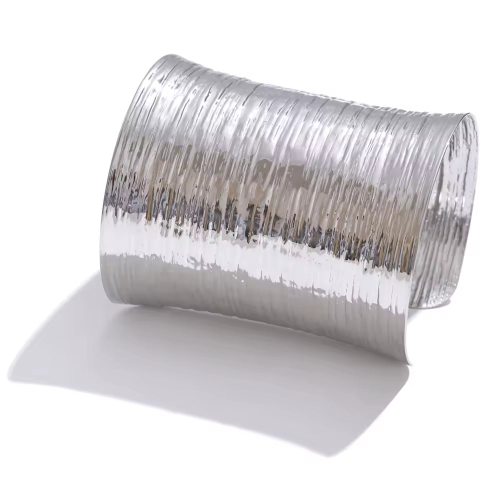 Geometric Texture Large Wide Cuff Bracelet