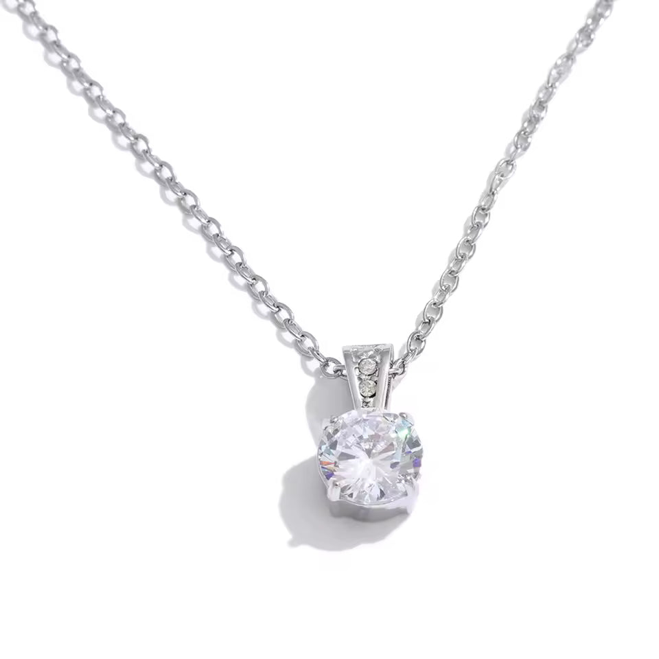 Square Cubic Zirconia Pendant Necklace