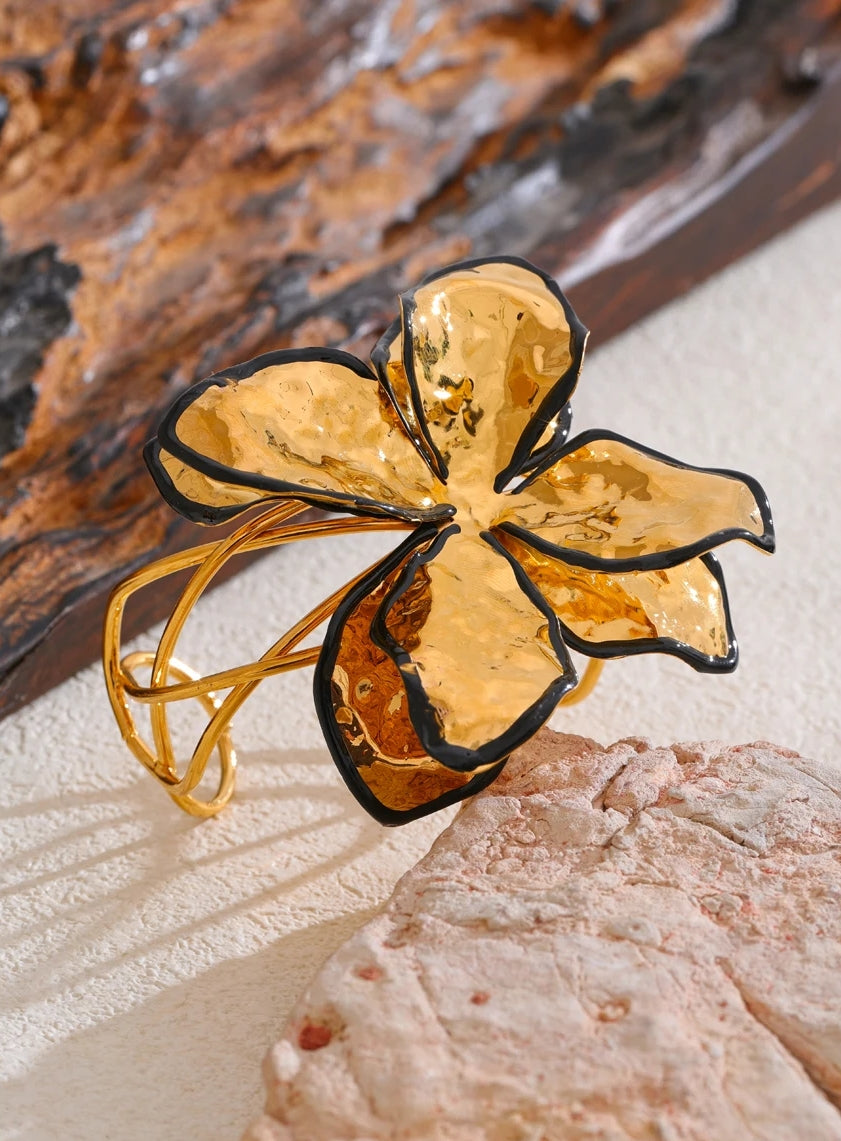 Gold Large Flower Bangle
