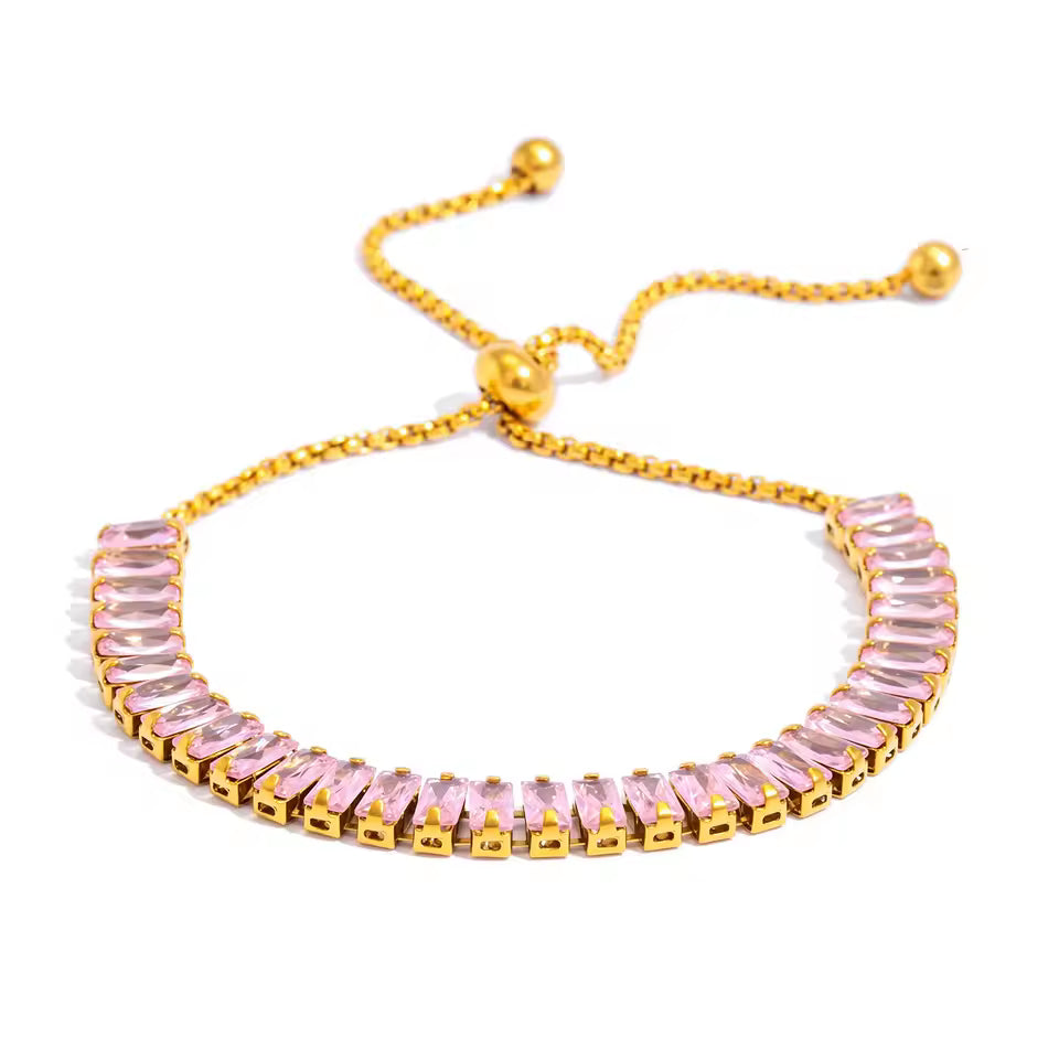 Sparkling Zirconia Adjustable Chain Bracelet
