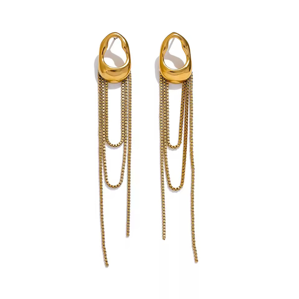 Modern Layered Tassel Chain Dangle Earrings