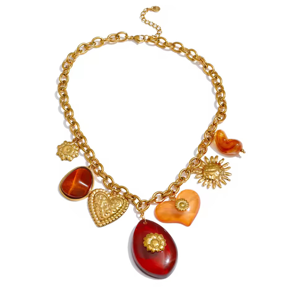 Sunshine Bloom Heart Charm Necklace