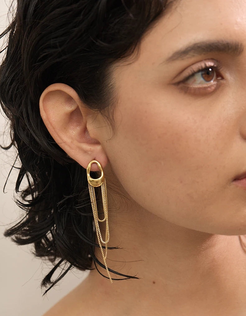 Modern Layered Tassel Chain Dangle Earrings