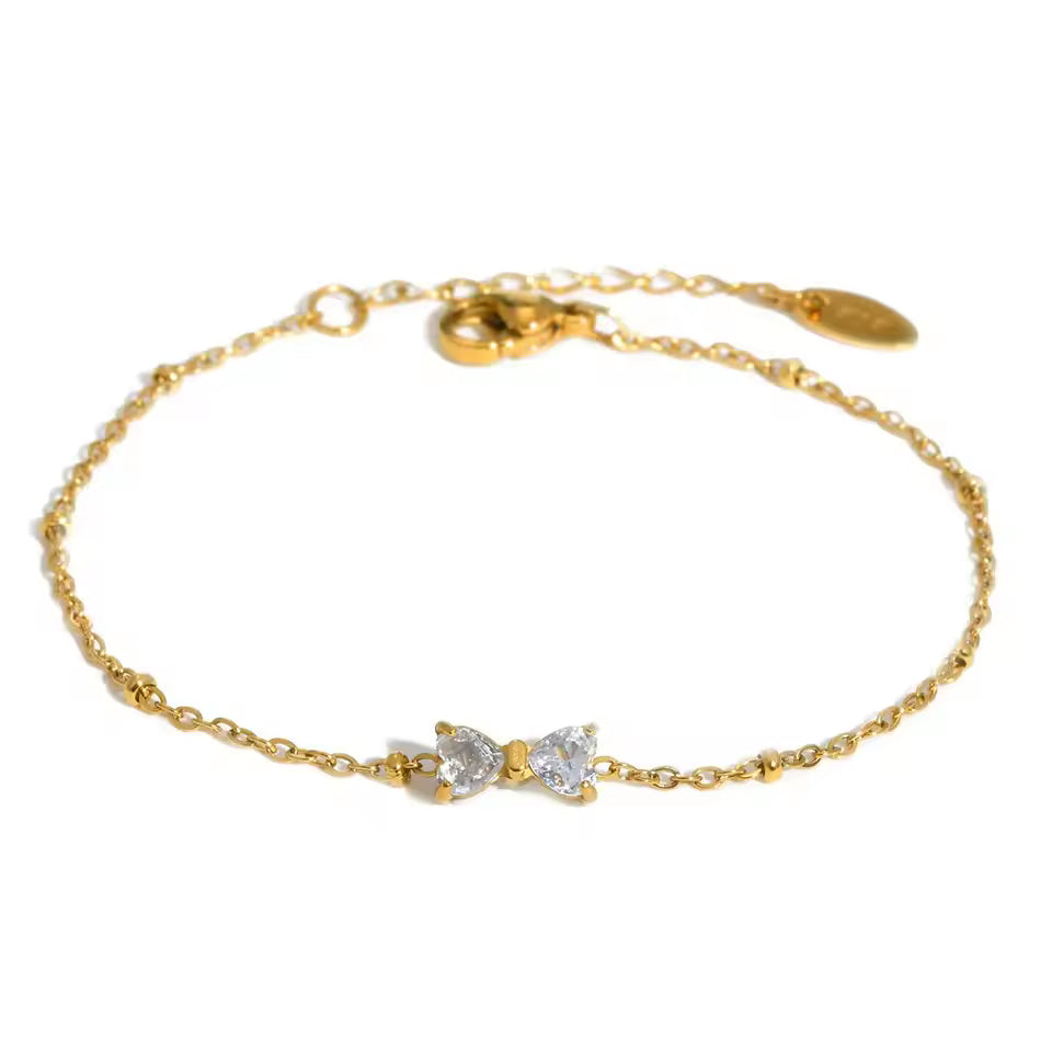 Zircon Bow Gold Bracelet