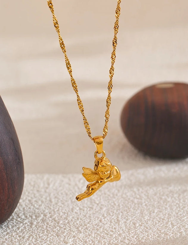 Gold Angel Pendant Necklace