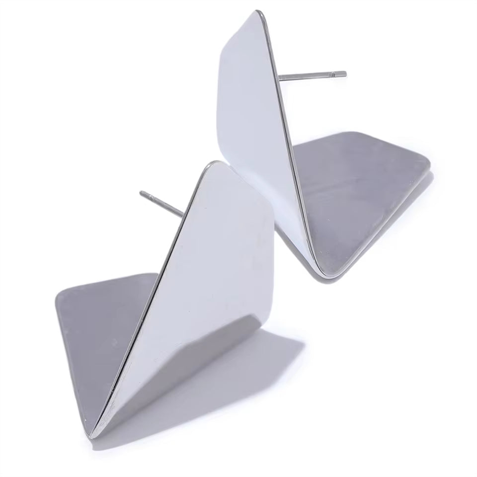 Folded Triangle Stud Earrings