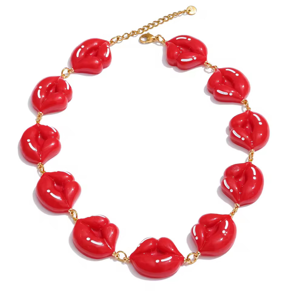 Hot Lips Charm Necklace