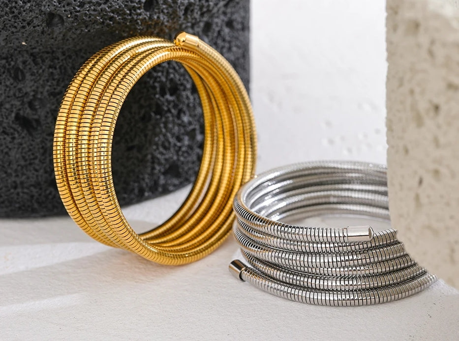 Flexible Stackable Multi-Layer Wrap Arm Bracelet