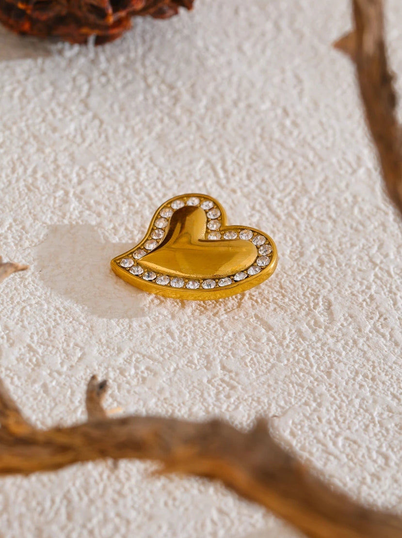 Asymmetric Zircon Heart Brooch